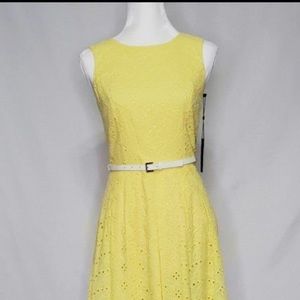 Tommy Hilfiger Yellow Belted A line dress.